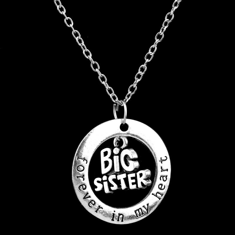 Wholesale Mother's Day Alloy Engraved Forever in Heart Pendant Necklace